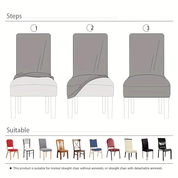 Elastiskt överdrag Stretch sits överdrag Jacquard Spandex fodral för köksstol Säte Hem Hotell Bankett mörkgrå 1st