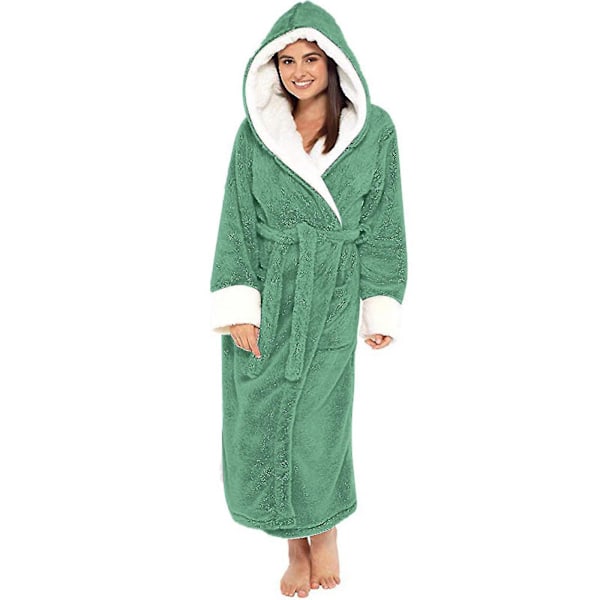 Fleece Morgonrock Kvinnor Mjuk Morgonrock Hooded Fluffig Towling Badrock S S