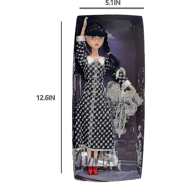 Onsdag Addams dockor plyschleksaker, gjorda för att flytta Onsdag Adams dockor för barn [DB] Black Sari Dress Black Sari Dress