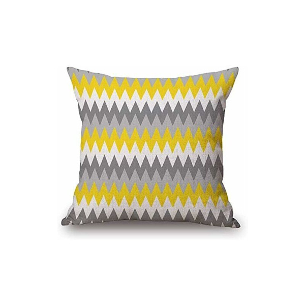 Gult och grått överdrag 4 delar bomull Linne Slitstarkt fodral 18 x 18 tum 45 x 45 cm Tryckt mönster