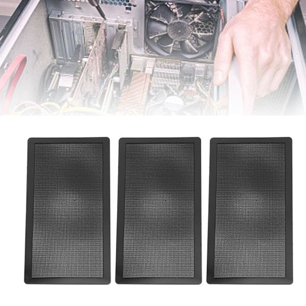 10 kpl PC-tuulettimen pölysuodatin PVC-tietokoneen kotelo Pölytiivis Suodatinpeite Magneettinen Musta 120x240mm