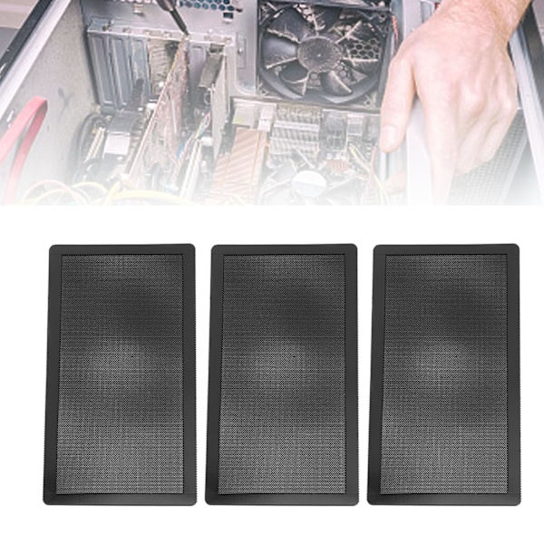 10 stk PC-vifte støvnettfilter PVC-datamaskin PC-etui støvtett filterdeksel magnetisk svart 120x240mm