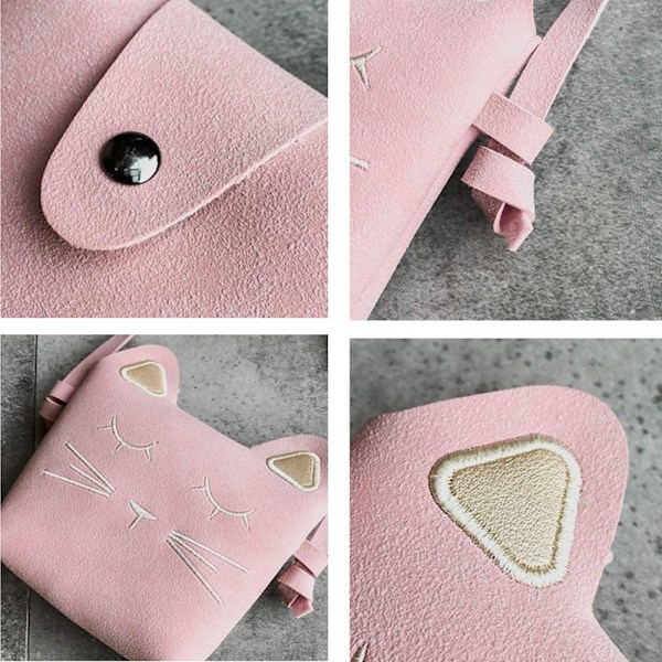 1 stk Katteveske for små jenter Småbarn Crossbody lommebok rosa