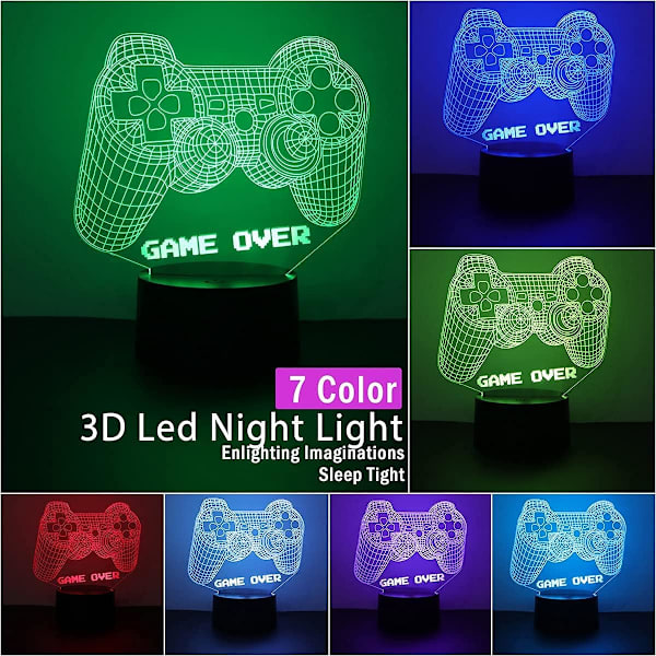 3D-videospillkontroller nattlampa 3D-illusjonsspill O