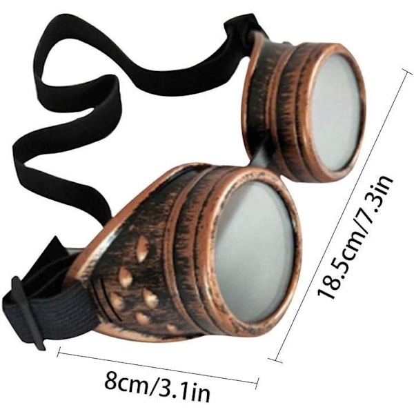 Briller i vintage steampunk gotisk stil svejse punk beskyttelsesbriller Rød kobber Red copper