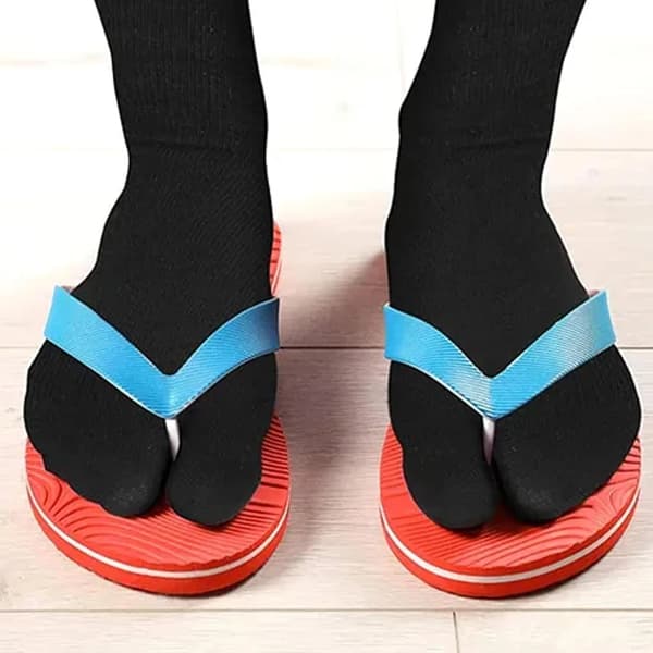 Tabi Split Toe Strumpor 6 Par Elastiska Bomullsstrumpor för Sandaler för Kvinnor och Män Svart