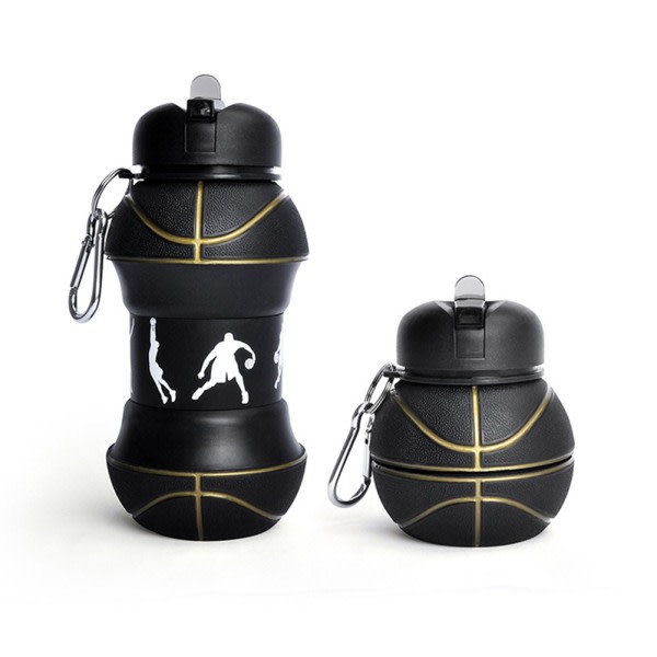 Hopfällbar silikonvattenflaska Bärbar läcksäker sportvattenkokare tätning Anti-dropp resekopp Basketboll