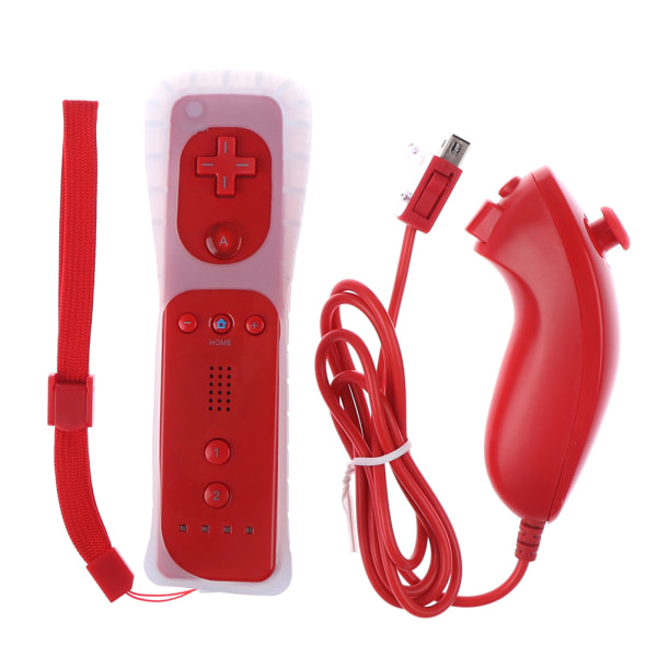 Wii &amp; Wii U-fjärrkontroll &amp; Nunchuck Inbyggd Motion Plus Controller Röd SQBB