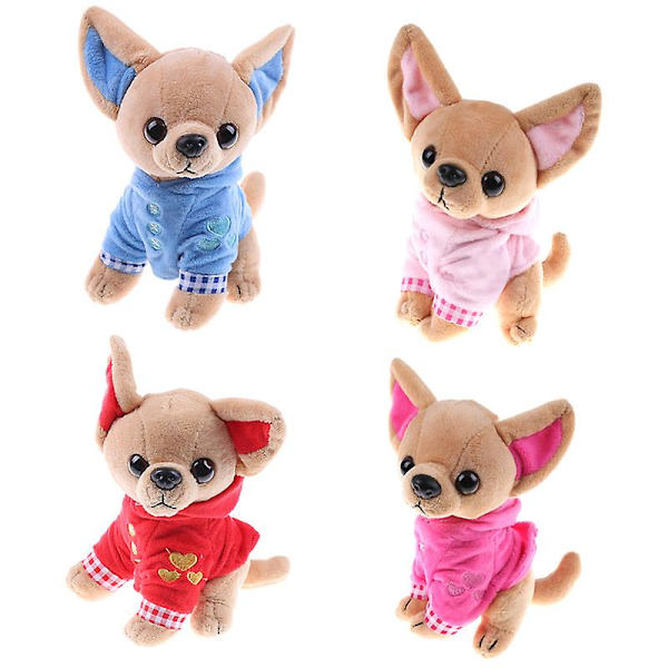 Liten väst Chihuahua Hund plysch leksak stoppad ca 17 cm Barn Födelsedags julklapp 1 st Fyra färger [DB] Blå 1 st Blue 1 Pc
