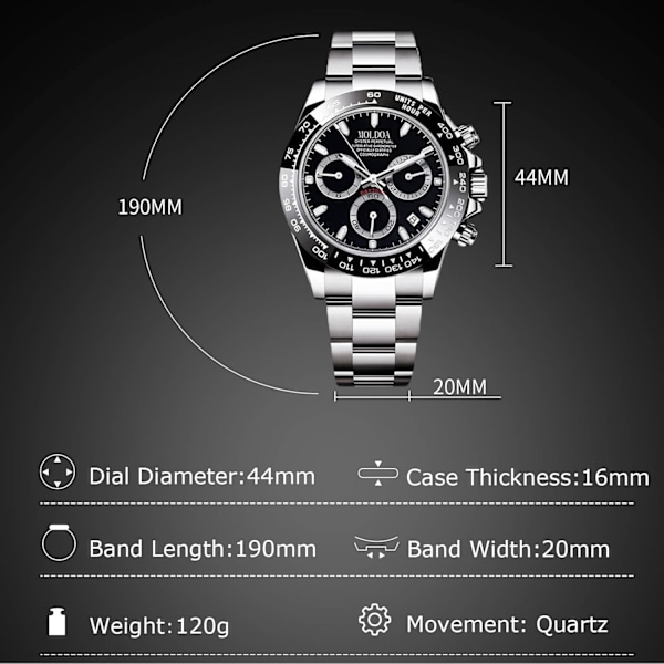 Casual Herre Quartz Ur Fashionabel Rustfrit Stål Armbåndsur Lysende Analogt Armbåndsur Vandafvisende Dato Kalender Ur Sølv Sort Silver black