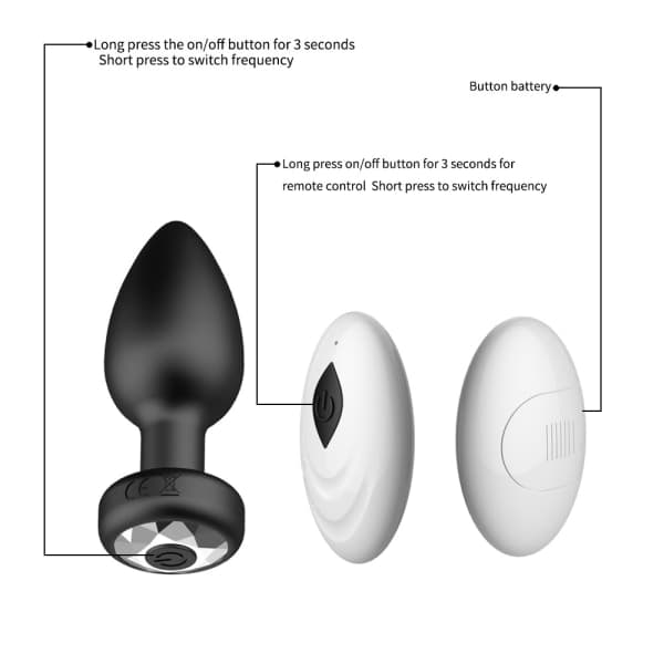 Trådløs fjernkontroll vibrerende masturbasjon silikon butt plug