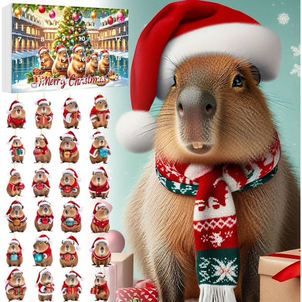 Capybara Julekalender, Akryl Julepynt til Jul 2024 Style two