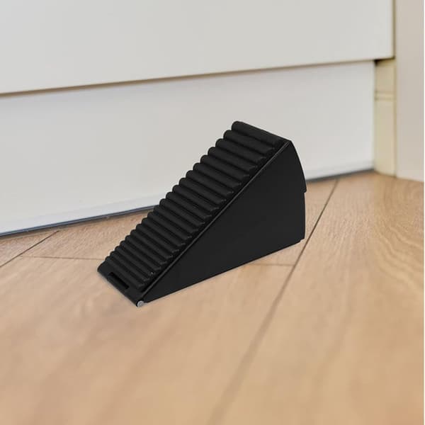 2 stk - Dørstopper Gummikilebase for skapstopperholder buffer Rustfritt stål svart 13*7.5*4.5 cm_yu