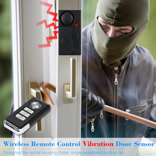 Trådlös fjärrkontroll vibrationslarm hem stöldskydd dörrar och fönster automatisk sensor detektor