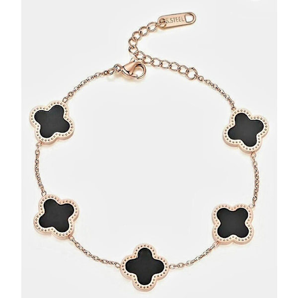 Onnen neljänlehtisepäisen apilan rannekoru pari 18k Rose Gold Unfading red
