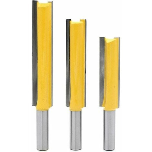 3 stk 8 mm skaft ekstra lange forsinkningsfreser, trebearbeidingsfreser ekstra lange kuttere med rett ende 8mm*1/2\"*50.8mm,