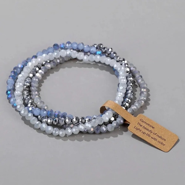 4 Bitar Set Facetterade Glaspärlor Stretch Armband Påverkade Glaspärlor Flerfärgade Elastiska Pärlor Handgjorda E Armband Smycken ASL70055A