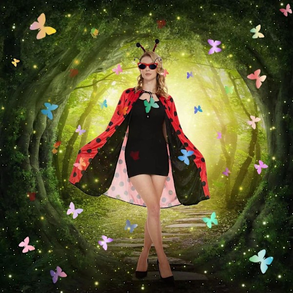 Ladybug kostume dame, ladybug kostume kappe, ladybug kappe med hætte, karneval damer kappe ladybug kappe kostume til voksne, karneval, temafest