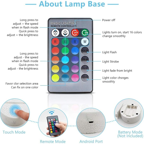 LAMPETZ 3D-illusionlampa, katt 3D LED-nattlampa med fjärrkontroll