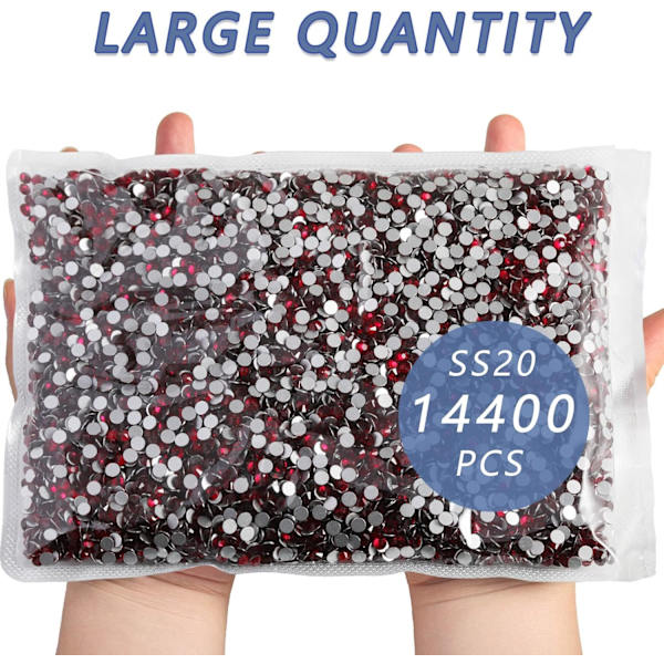 14400 stk Røde Flade Rhinestones til DIY Håndværk, Mørk Siam, SS20, 4,6-4,8 mm Dark Siam SS20/14400pcs