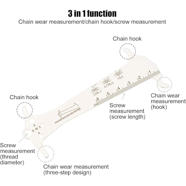 2-delt sykkelkjede-sjekkverktøy - Multifunksjonelt rustfritt stål slitasjeindikator