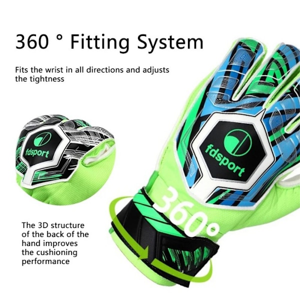 1 Par Professionelle Målmandshandsker Børn Fodbold Latex Fortykket Handsker Fodboldmålmand Skridsikre Handsker Grøn Green Green 6