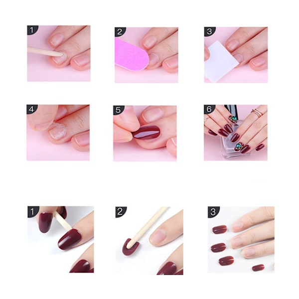 Kunstige negle matte ren farve mellemlange stilet stil 1 style 1