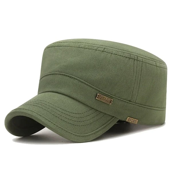 Ny mode Klassisk Casual Snapback-hatte i bomuld Udendørs sport Cap Flad militær kadet Cap Stil Design Army Green