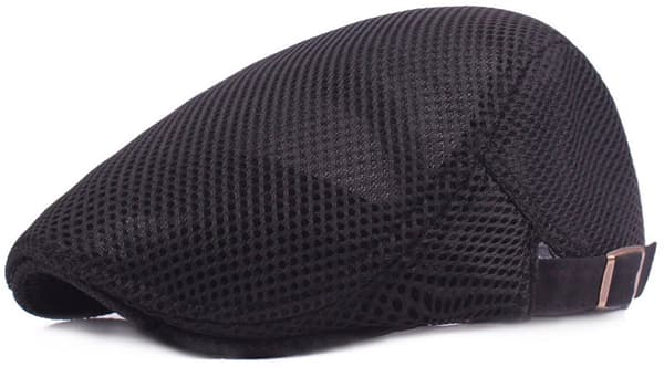 Herre Flat Cap, Åndbart Mesh, Justerbart Spænde, Solskærm, Golf, Gåture Og Rejser, Sort, 55-60 cm