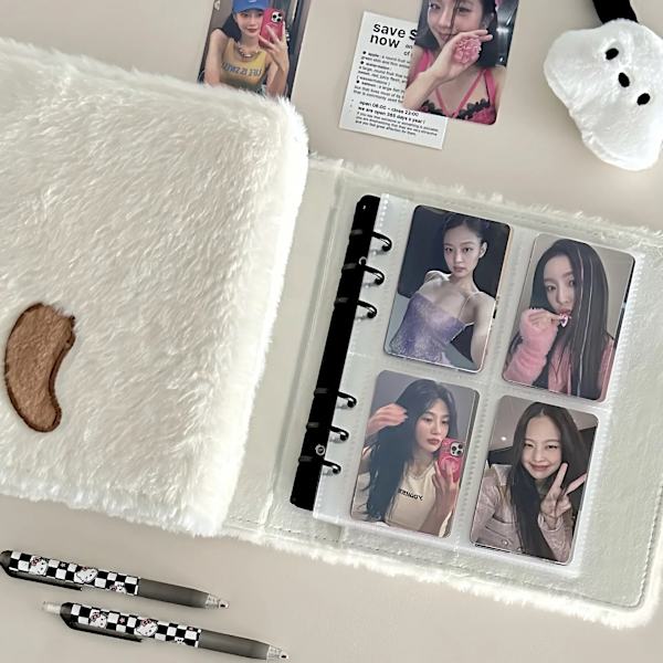 A6-kokoinen sitomakansio valokuvien säilytykseen - söpö plushi-koira ja -kissa valokuva-albumi Kpop-idolien valokuvien keräämiseen, opiskelijoiden kouluvihko, muistiinpanovihko, kirjeiden säilytykseen, kansi B