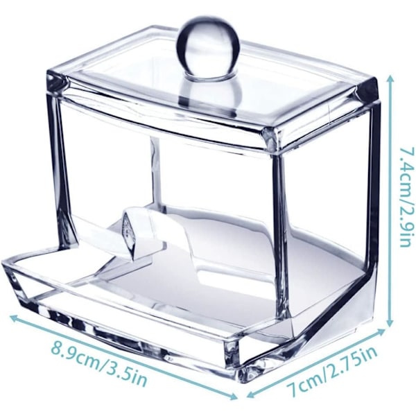 Bomuldsrondeller Holder Swab Opbevaringsboks Kosmetisk Beholder Akryl Makeup Etui Transparent til Badeværelse Desktop Bomuldsrondeller Holder Holder