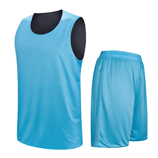 Unisex Dubbelsidig Basket Jersey Lös Passa Bekväm Anti- Rynk Trainable Anpassad Basketräkt För Män Kvinna Medium blue/gray suit 4XL