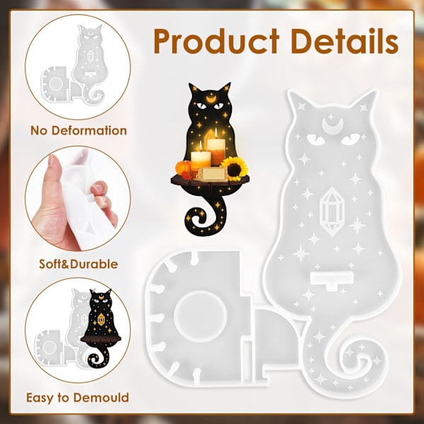 3D Halloween Lysestake Silikonform for DIY Teelysholder og Veggdekorasjon
