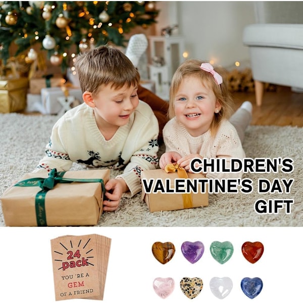 Valentinsdag Gaver til Børn, 24 stk. Hjerteformede Krystal Byttekort (24 stk) 24 pcs