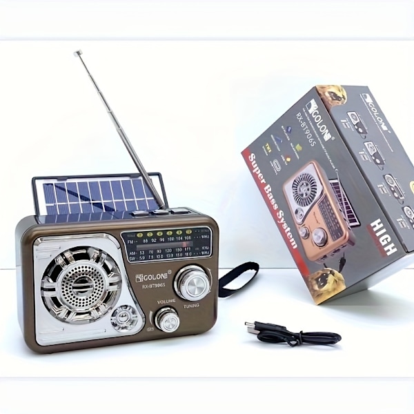 Ulkoilma aurinkopaneelilla ladattava radiokaiutin FM/AM/SW 3-kaistainen langaton kaiutin Pronssi