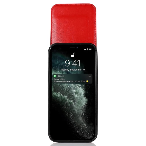 SQBB Läderbelagt Tpu- case För Iphone 14 Pro , Korthållare Mobiltelefon Cover Red