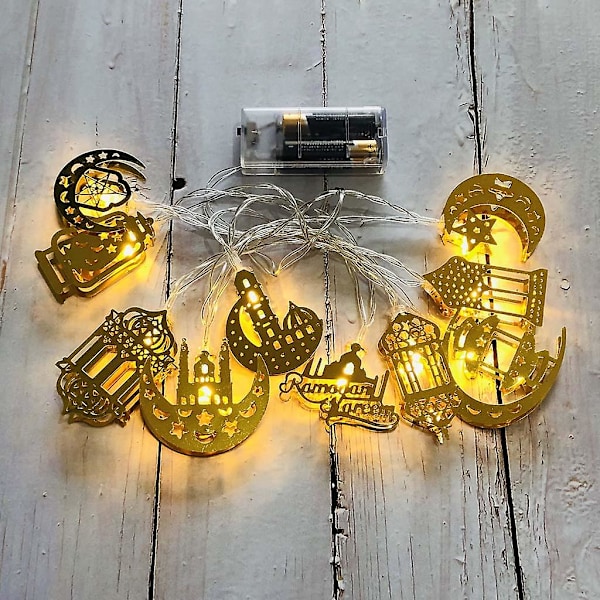 Eid Mubarak Element Handgjorda trådlösa ljusslingor 10 LED-lampor Eid Ramadan Islamisk batteridriven Inomhusfestdekoration