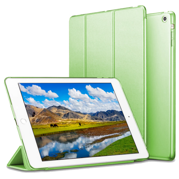 CQBB Case kompatibel med iPad Air 2, genomskinligt magnetiskt case med matt baksida med Auto Sleep/Wake-green