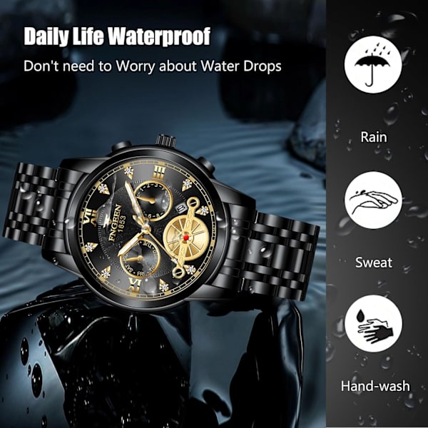 Herrar Analog Kvarts Armbandsur Vintage Elegant Armbandsur Datumskalender Luminous Watch Svart B Black B