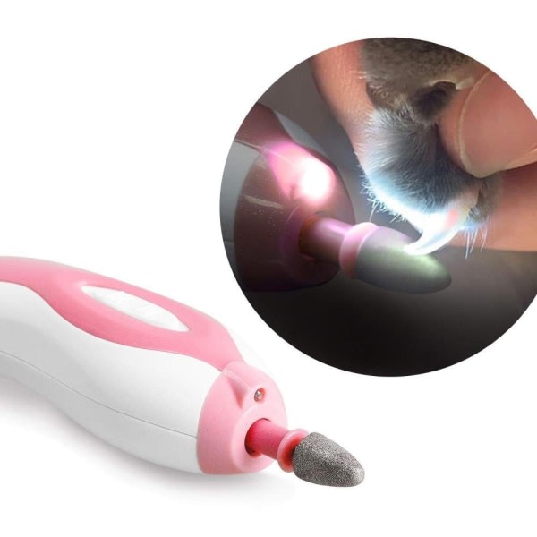 Elektrisk manikyr och set med 5 nagelvårdstillbehör LED-ljus nagelklippare för manikyr och pedikyr Rosa elektrisk nagelfil