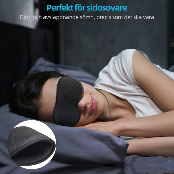 Innovativ sömnmask för män och kvinnor, ljusblockerande ögonmask för sömn, tupplur, meditation, resor (svart)