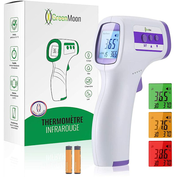 Pann termometer infraröd termometer för vuxna, kontaktfri termometer, LCD-display, minnesfunktion, infraröd termometer för barn, vuxna, objekt