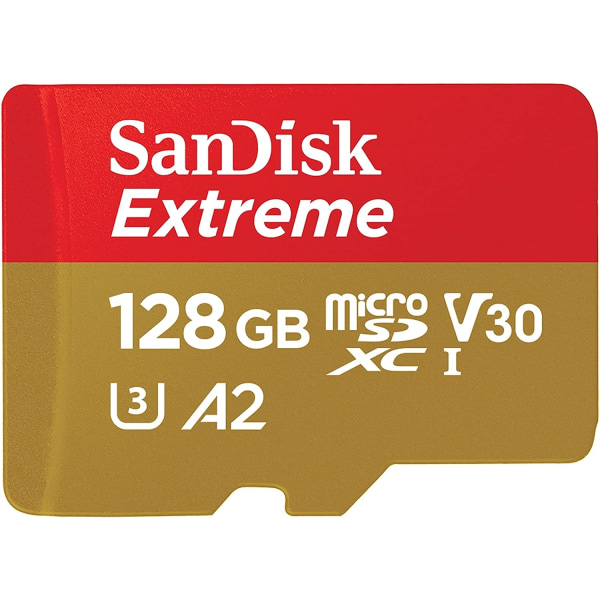 SanDisk 128GB Extreme microSDXC-kort + SD-adapter + RescuePRO Deluxe, upp till 190 MB/s,