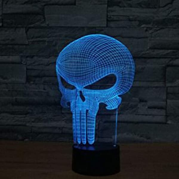 Punisher Skull 3D-model Visuel optisk illusion 7 farver Chan
