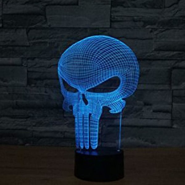 Punisher Skull 3D-modell Visuell optisk illusjon 7 farger Chan