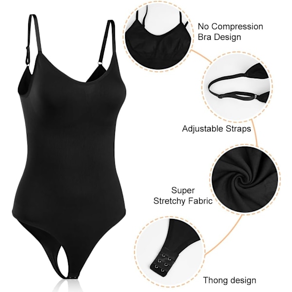 Sömlös Shapewear, Justerbara Remmar Helkroppsshaper för Kvinnor, String Tummy Control XXL