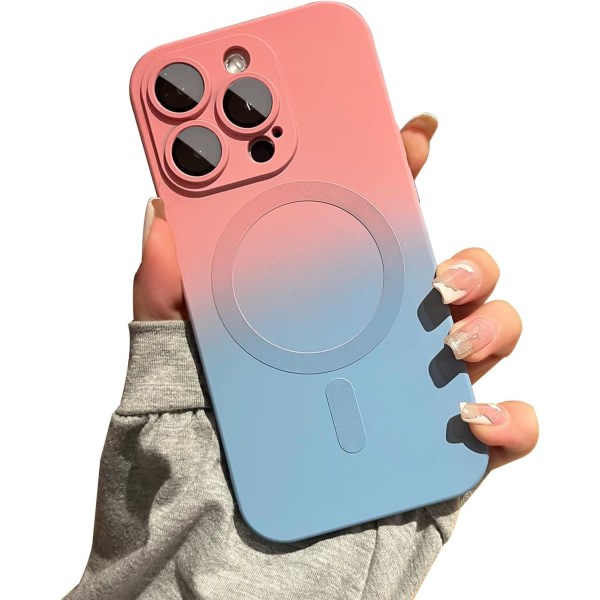 CQBB Magnetiskt iPhone 14 Pro case [kompatibelt med MagSafe], sött case med gradientfärg för kvinnor och män, mjukt TPU-stötsäkert med case