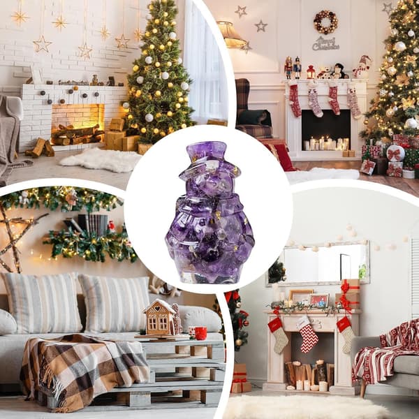 Amethyste Krystall Snømann Figur - 3D Julekolleksjon Miniatyr Amethyst