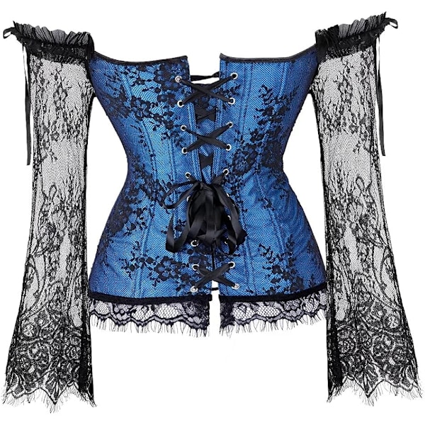 Naisten korsetit Overbust Bustier Top Gothic Sexy Olkapää 8127blue 3XL 8127blue 3XL