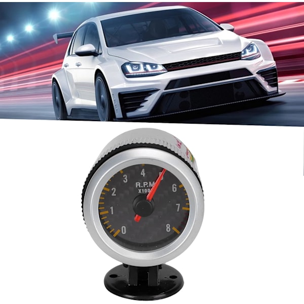 Varvräknare Varvräknare, Varvräknare 52 Mm/2,05 Tum 0‑8000 Rpm Kolfiberpanelspekare 12V Universal för 4 6 8-cylindriga Motorer SUV